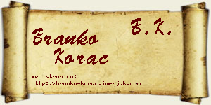 Branko Korać vizit kartica